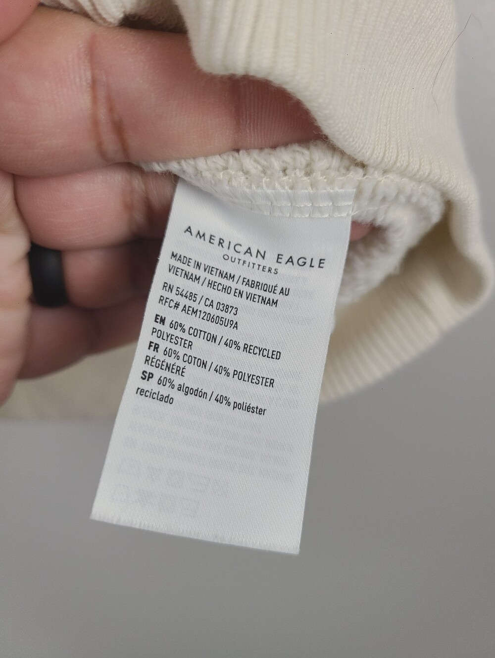 American Eagle Off-white & Dark Red Lived-in Pullover Crewneck "PARIS" Sweater - Picture 5 of 10